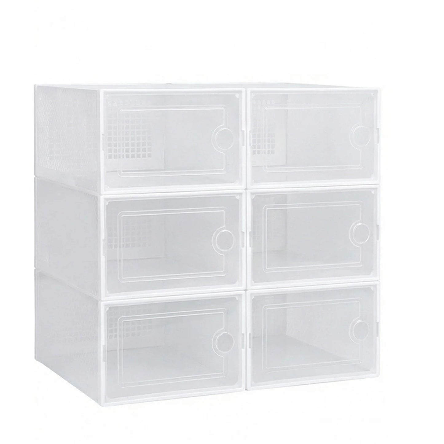 Shoe Boxes, Pack of 6/12, Stackable Shoe Organiser, Shoe Storage, Shoe Box with Lid for Shoes up to Size 45, White