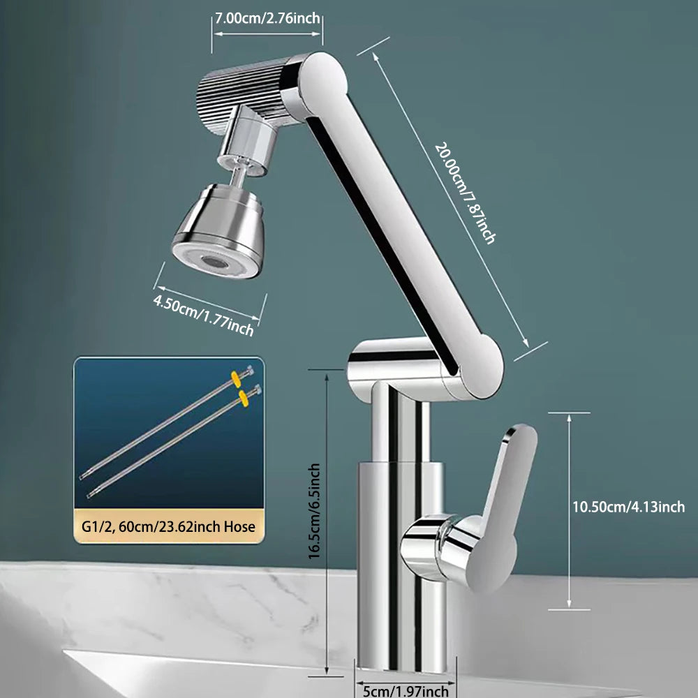 Mechanical Arm Universal Faucet Bathroom Kitchen Splashproof Faucet Bathroom Countertop Basin Hot and Cold Tap Faucet Accessorie