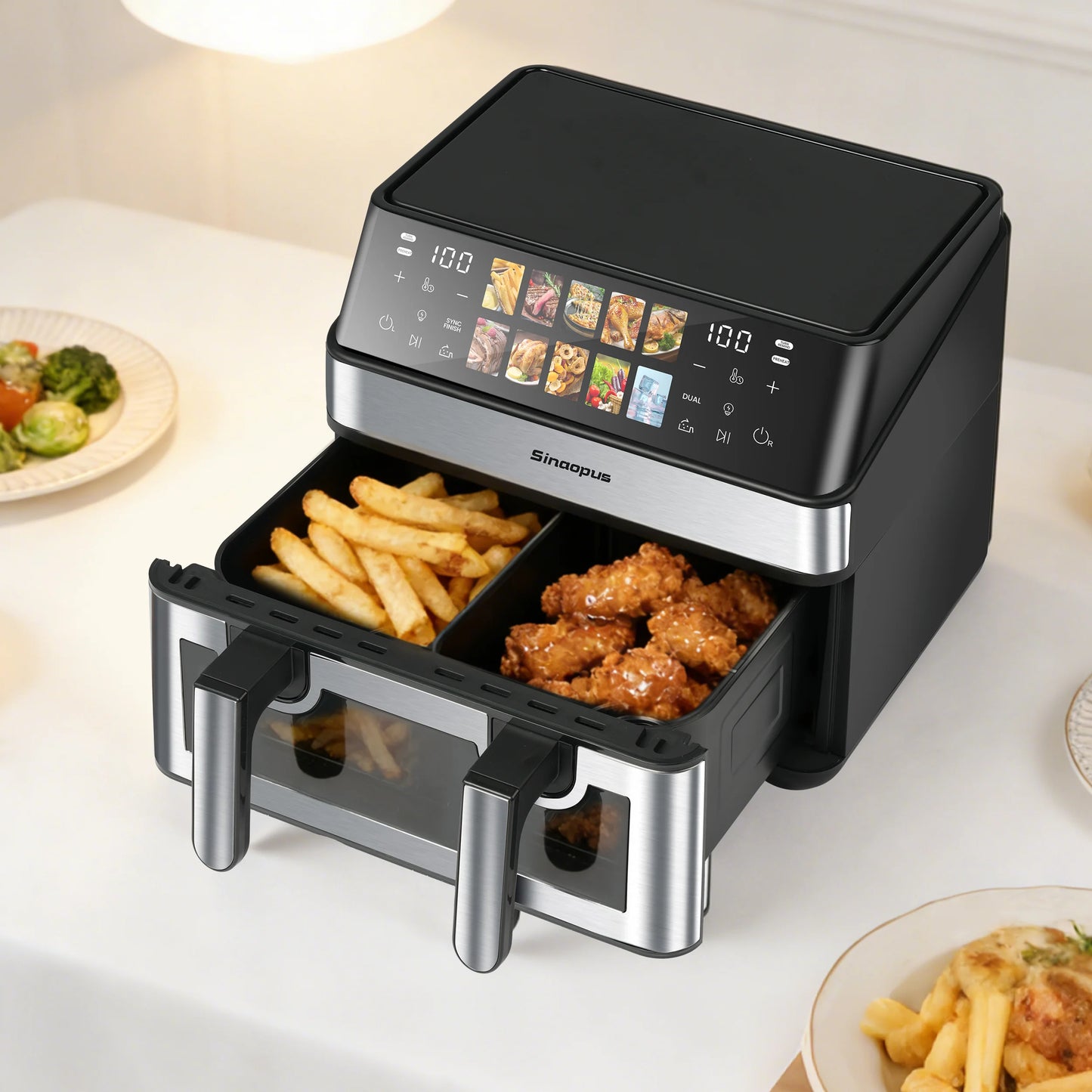 Air Fryer 8.5L 2000W LED Touch Viewing Window Oven Function 10 Programs Oil-Free Family Hot Air Fryer