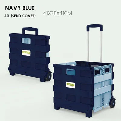 Supermarket Portable Folding Shopping Cart Grocery Shopping Cart 360 Degree Universal Wheel Plastic Trolley Cart Trolley
