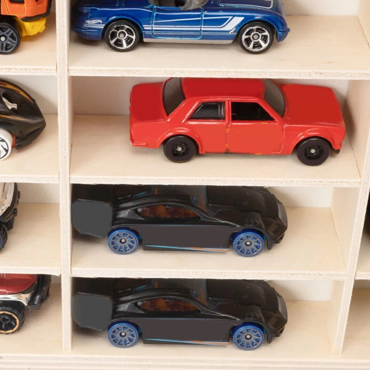 80 Grid Toy Cabinet Display Shelf Solid Wood Wall Mounted Car Model Storage Box Without Cover For Home Decoration Living Room