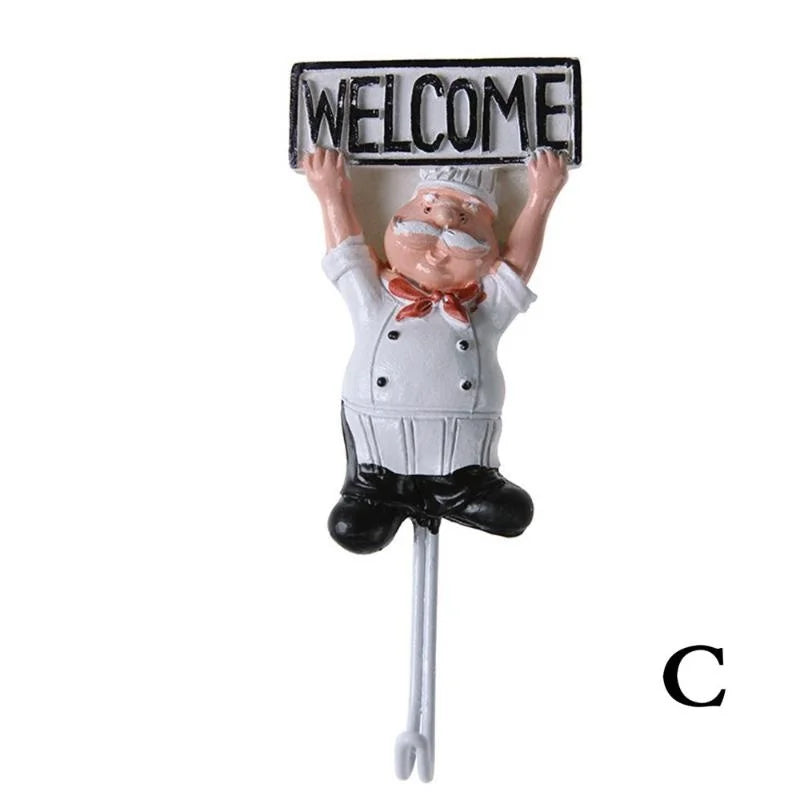 1Pc Kitchen Creative Chef Cartoon Storage Rack Hooks Wall Hanger Kitchen Hooks for Utensils Wall Hooks Kitchen Accessories