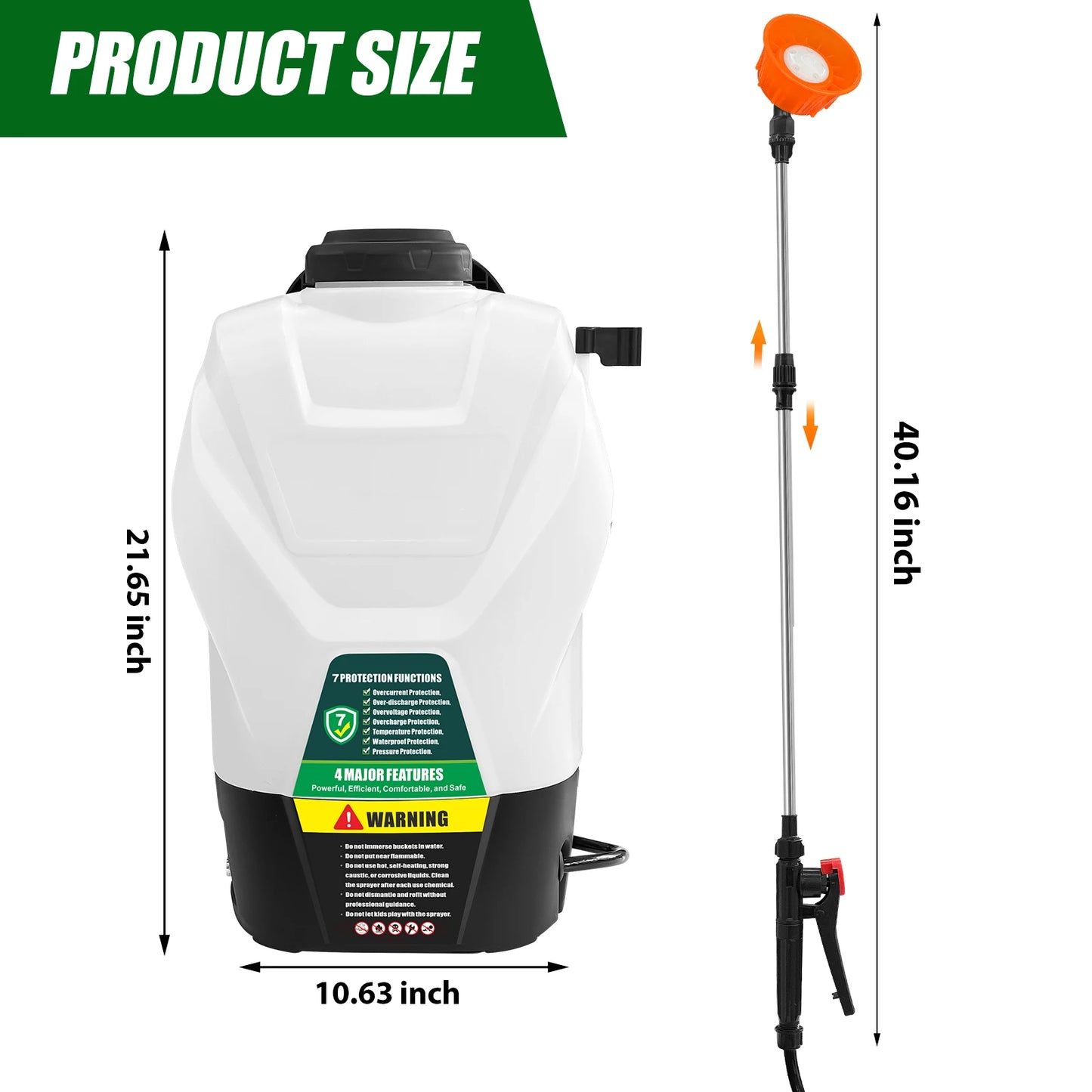 4-Gallon Battery-Powered Backpack Sprayer 16L capacity, 75 PSI electric pump. Includes 2.5Ah battery + charger. Lightweight, powerful for gardens, lawns, weeds, or pest control.