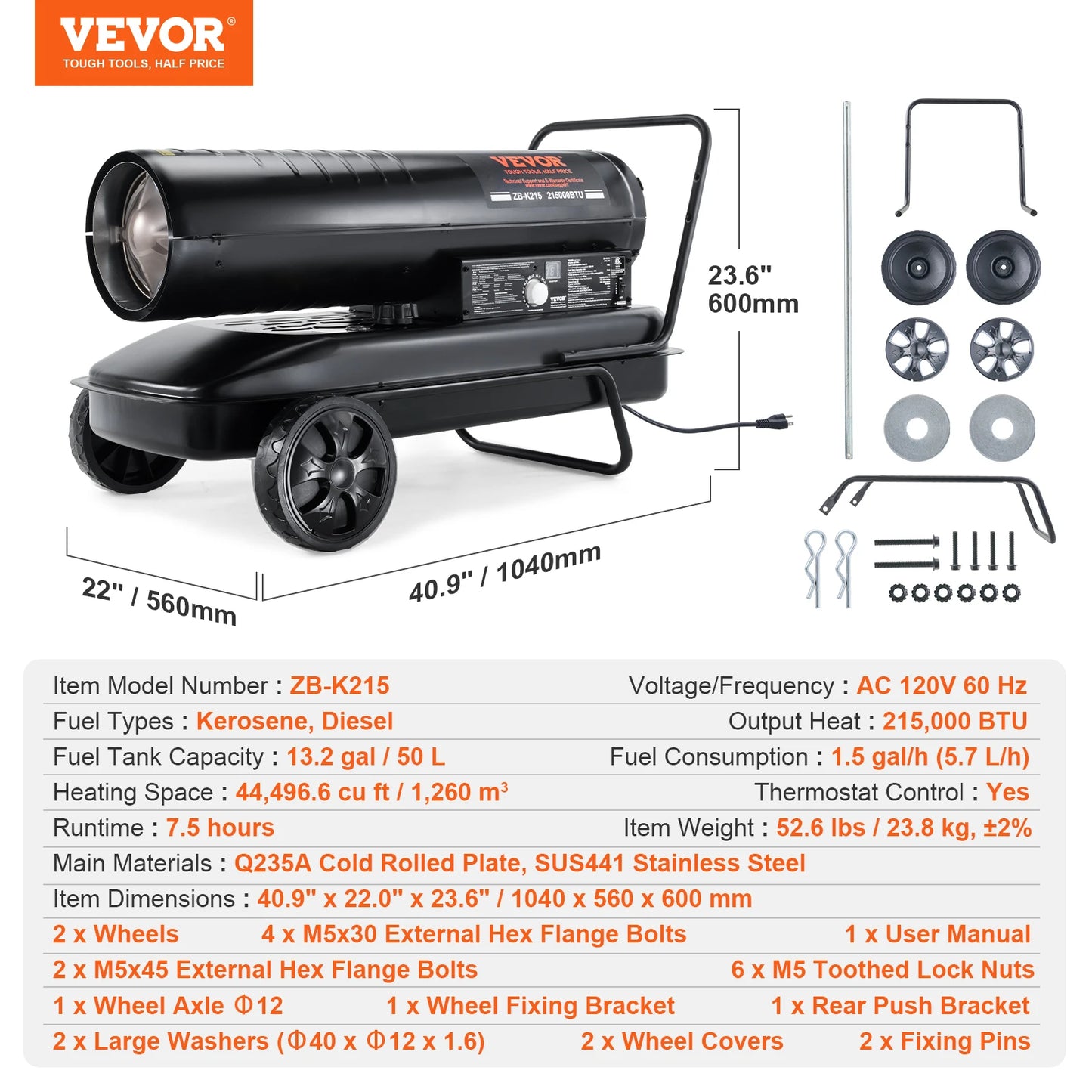 Portable Forced Air Diesel Heater – Torpedo Style Heavy-duty, energy-efficient space heater with thermostat and fuel tank. Ideal for garages, workshops, and outdoor heating.