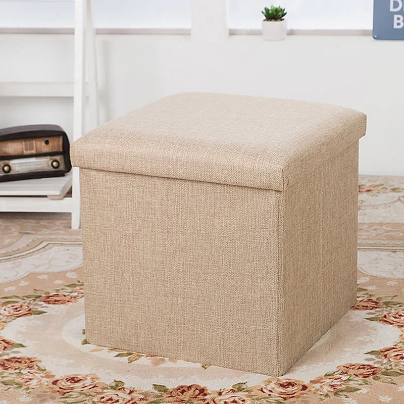 Multifunctional Fabric Organizer Storage Stools Box Foldable Storage Stool Boxes With Padded Seat Home Organization Sundries Box
