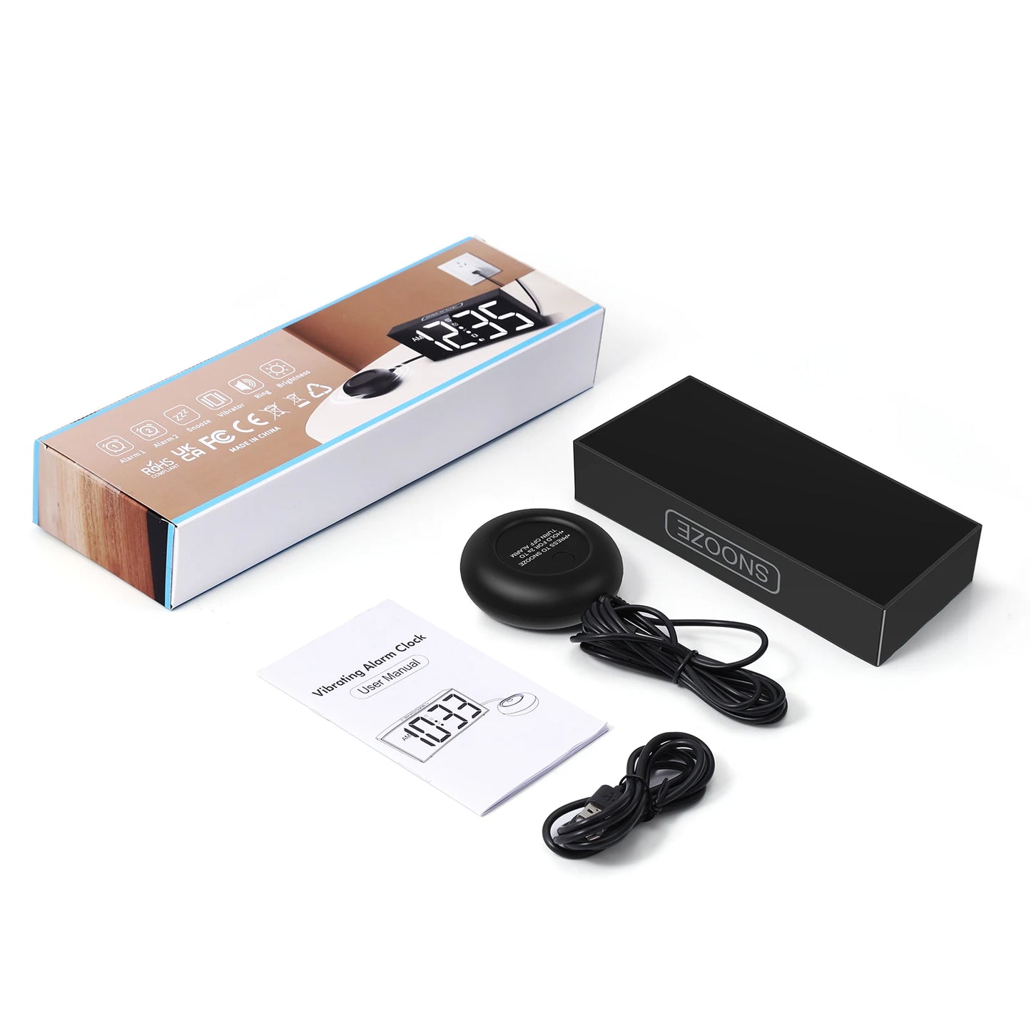 ORIA Vibrating Alarm Clock 7.5'' Large Display LED Clock Loud Alarm Clock with Bed Shaker for Heavy Sleepers Hearing Impaired