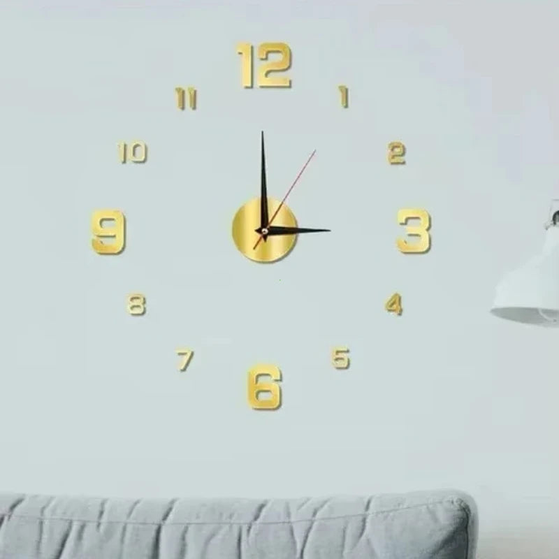 3D Luminous Wall Clock Frameless Acrylic DIY Digital Clock Wall Stickers Mute Clock for Office Living Room Bedroom Wall Decor