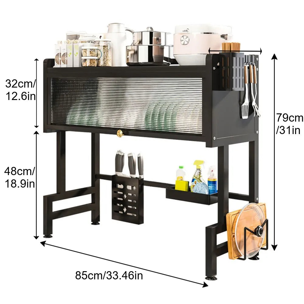 Sink Dish Rack Cabinet Organizer with Utensil Holder Scalable Adjustable Drain Rack Tabletop Plates/Bowl/Cutting Board Organizer