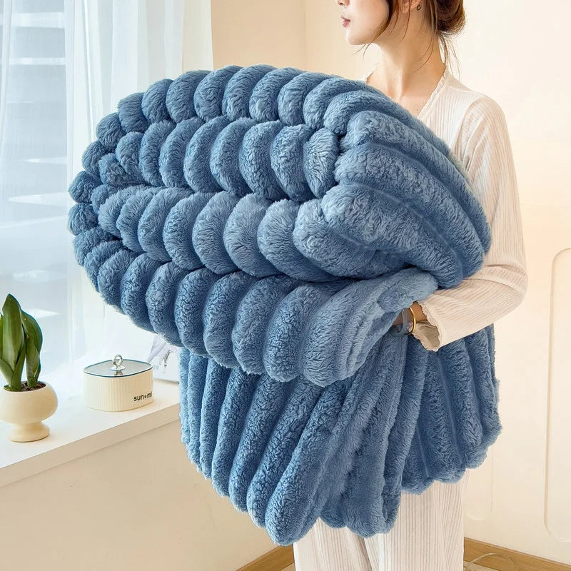 ROSEKIND Blankets 3 Size for Bed, 300GSM Soft & Warm Fleece Throw, Decorative and striped flannel fleece blanket for Adult