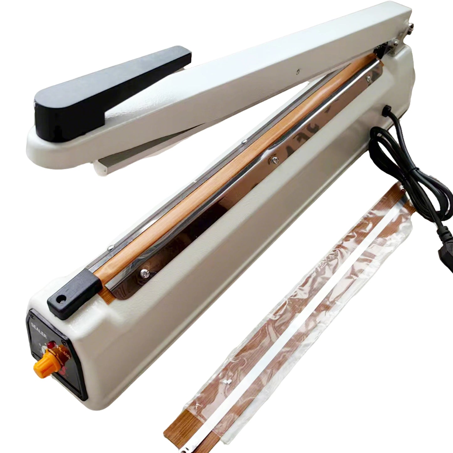 40mm 8mm width Impulse Sealing Machine Electric Heat Hand Press Sealer With code Food Plastic Bag Sealer Metal Case