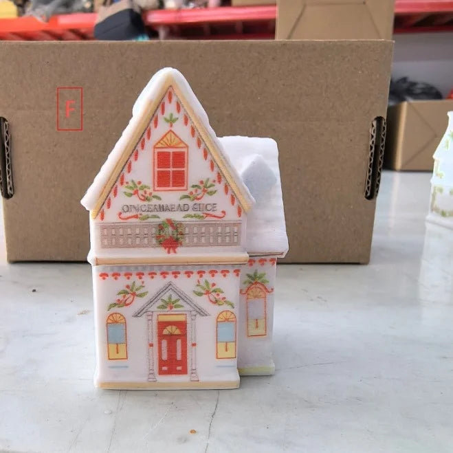Holiday Village Spice House Set Mini Christmas Gingerbread Houses Jars Festive Decor Kitchen Countertop Christmas Candle