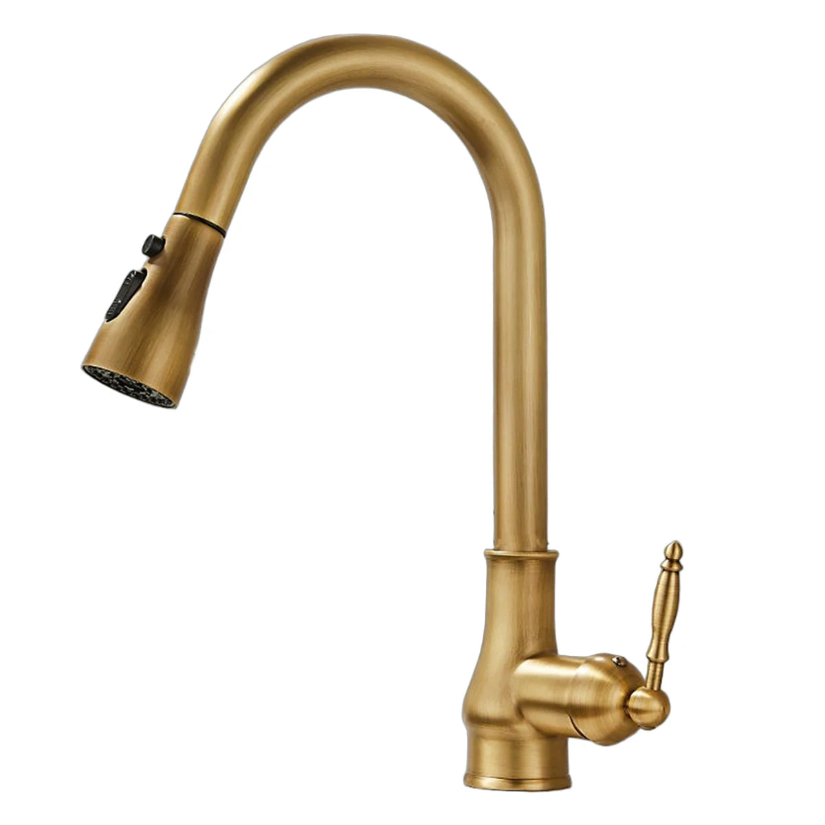 Gold Brass Pull-out Rotating Kitchen Faucet with 360° Swivel - Classic Sink Faucet for Modern Kitchen, Durable Water Faucet