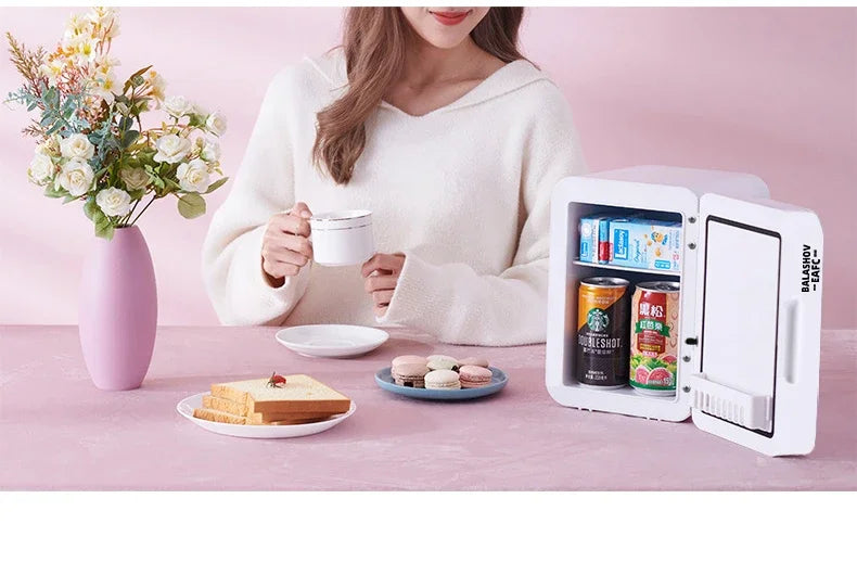 Mini Fridge Camping Cosmetics 4L Portable Small Mirror Refrigerators for Car and Home Dual-use Makeup Home Camping Cooler