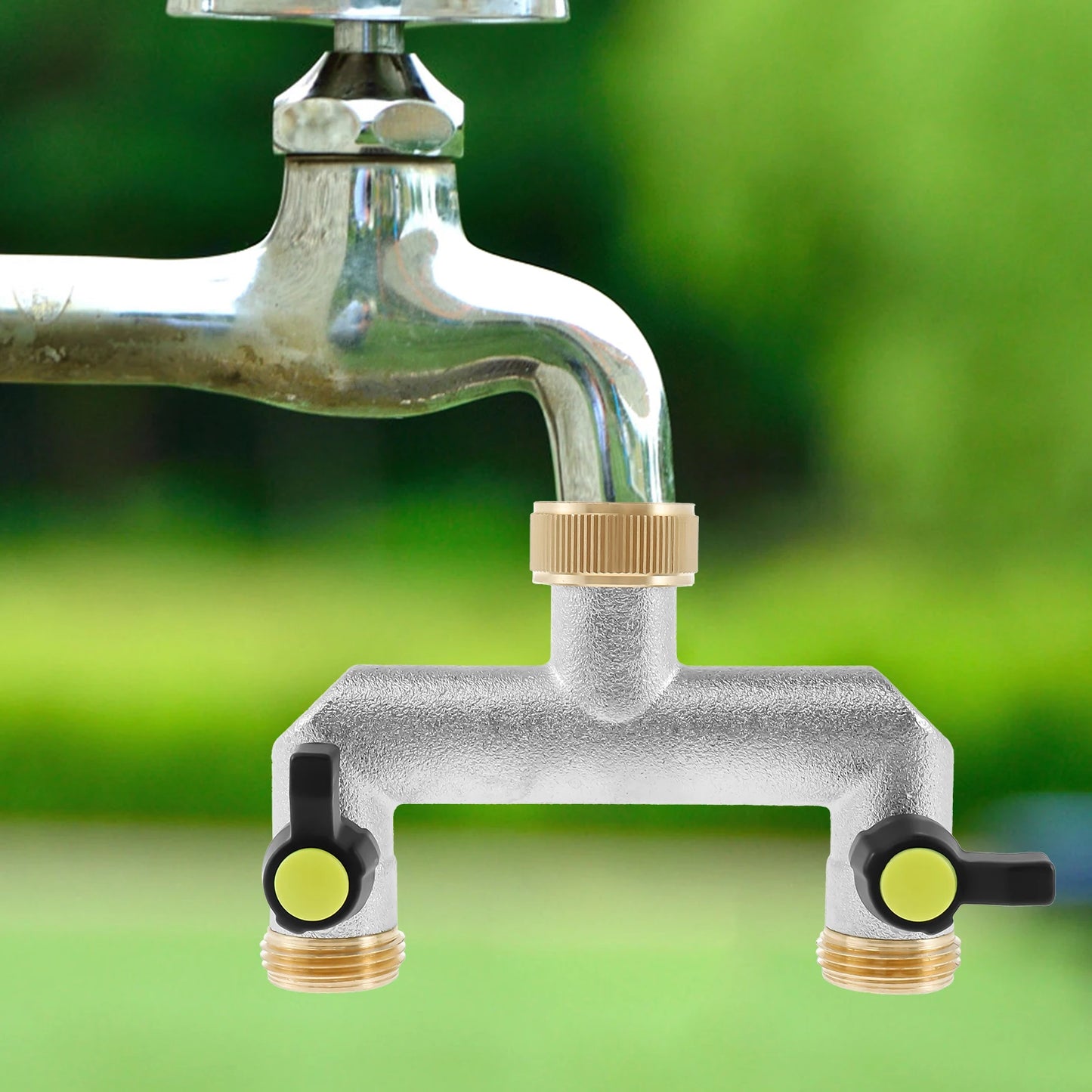 3/4 Inch 2 Way Hose Splitter Zinc Alloy Garden Hose Splitter Rustproof Hose Connector Splitter for Outdoor Gardening Lawn Care