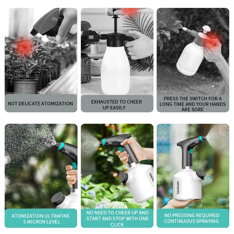 Automatic Watering Fogger Electric Watering Can Rechargeable Plant Spray Bottle USB Electric Sanitizing Sprayer 1L
