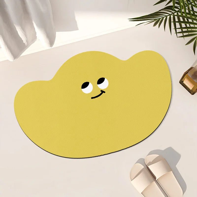 Cartoon funny expression irregular bathroom non-slip mat toilet door absorbent floor mat household diatom mud floor mat