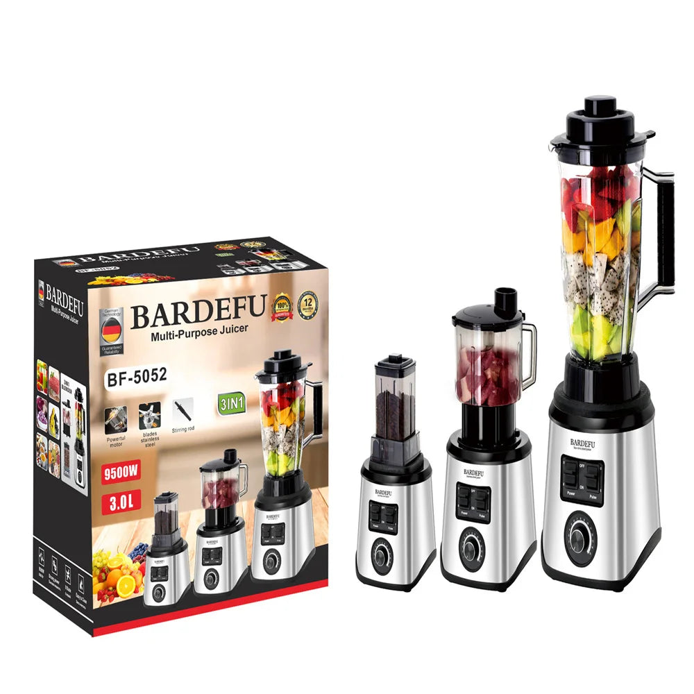 YsinoBear 3-in-1 Electric Blender Professional High Power Food Processor Ice Smoothies Juicer, for Juice, Smoothie, Milkshake