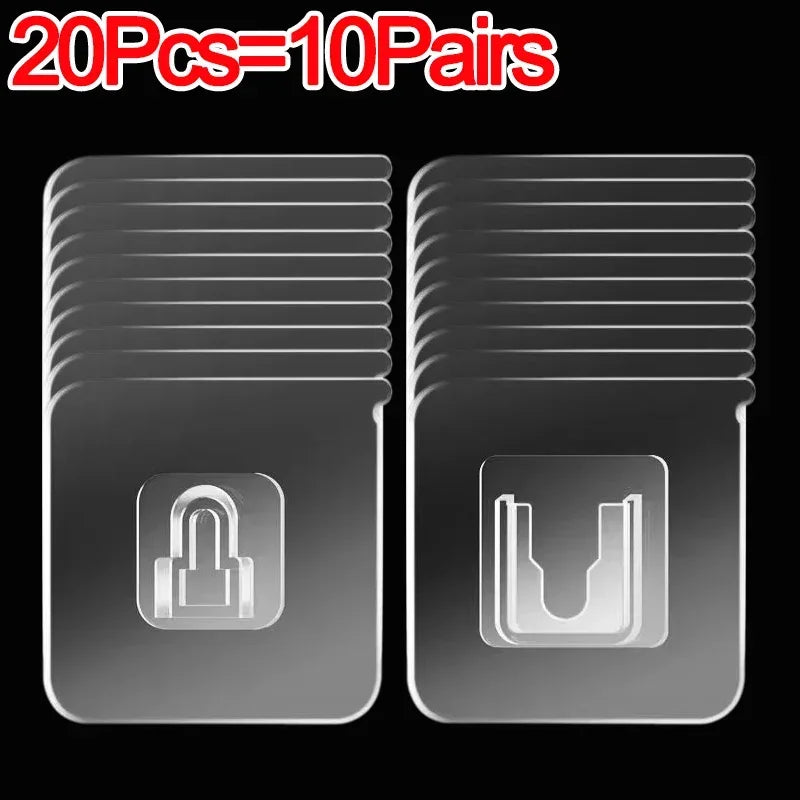 100/2pcs Double-Sided Hook Strong Adhesive Transparent Traceless Wall Hook for Kitchen Bedroom Storage Holder Plug Socket Hanger