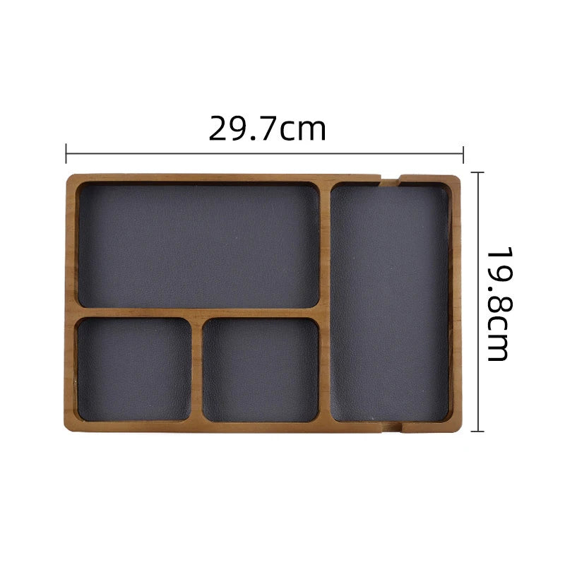 Wooden Desktop Storage Organizer Box With Compartments Home Office Glasses Mobile Phone Earphones Sundries Storage Box