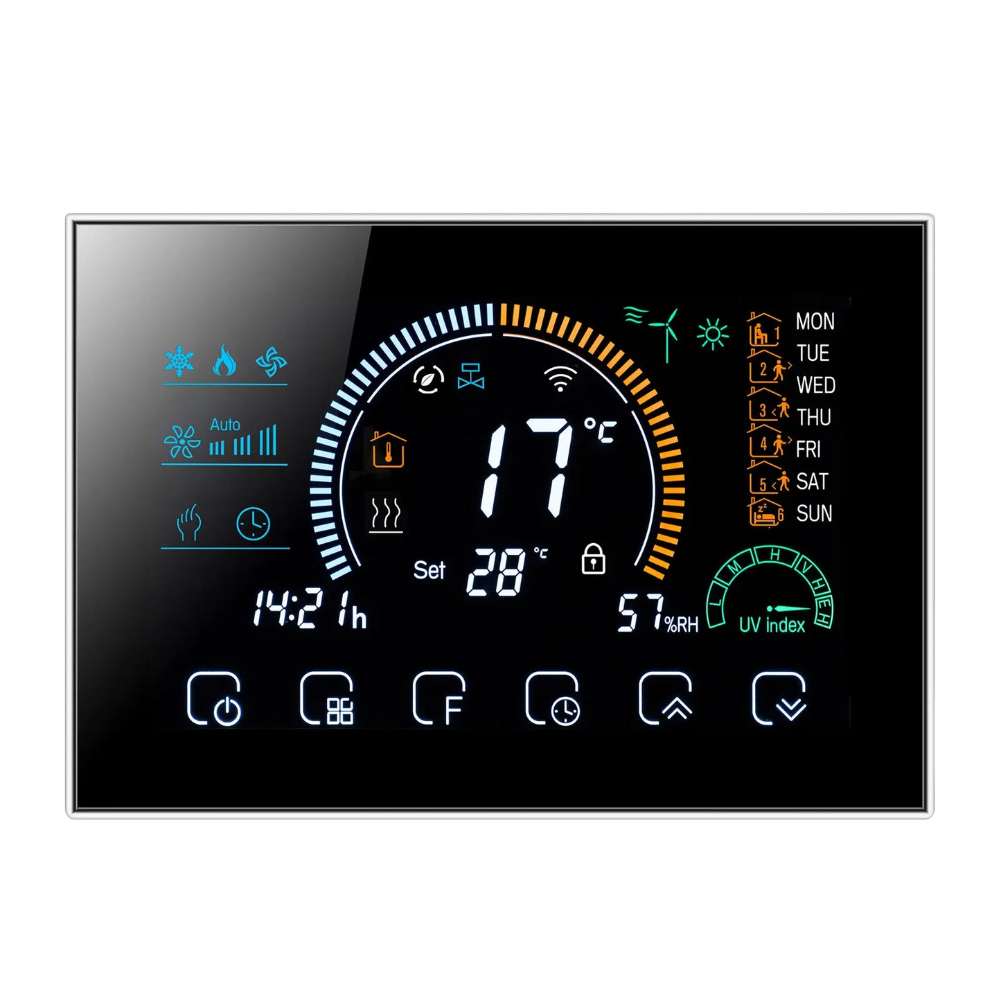 Programmable Thermostat 24V/220V WIFI RS485 Modbus RTU for 2/4-Way Valve Heat Cool Air Conditioning HVAC System Control