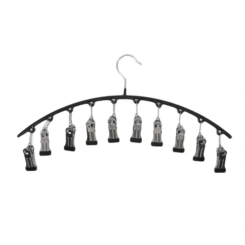 Galvanized Clothes Drying Hanger Windproof Clothing Rack 10 Clips Sock Laundry Airer Underwear Socks Holder Hangers