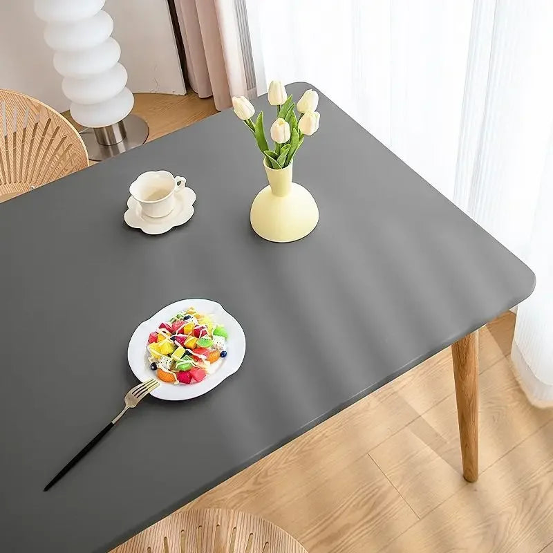 90 x 180cm Leather surface Waterproof Oil-proof Tablecloth Cover for Dining Table Square Surrounded Table Mat Elastic Protection