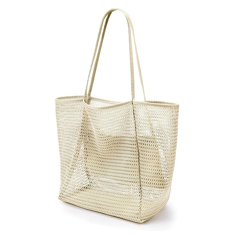 Beach Bag Mesh Tote Bag for Travel Pool Family Beach Vacation Cruise Essentials Organizer Storage Bags