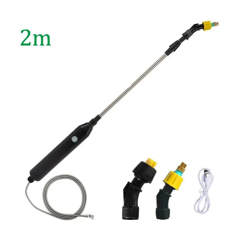 Electric Water Sprayer Rechargeable Telescopic Handle Battery Powered Sprayer Wand 7.4V 3/5/8M Hose with 3 Mist Nozzles