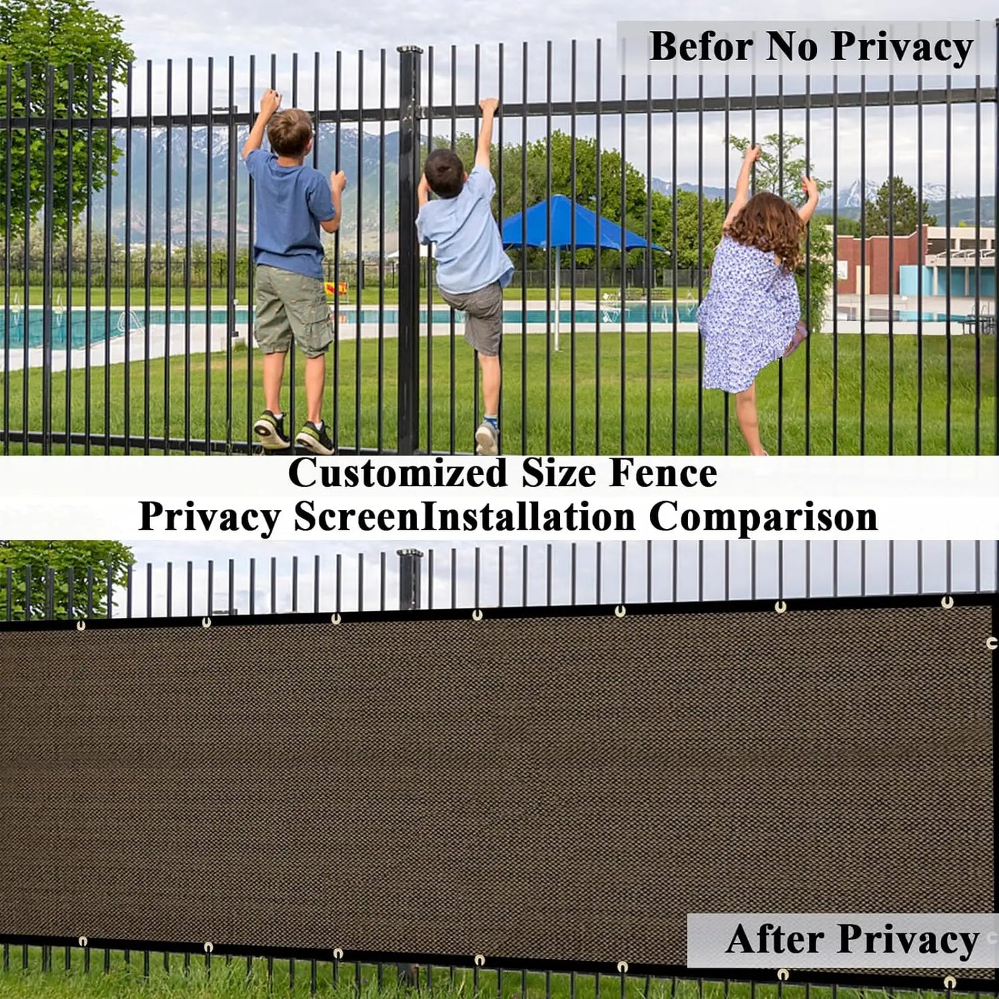 Privacy Screen Fence 90% Blockage Heavy Duty Protective Covering Mesh Fencing for Outdoor Patio Pool Balcony Brown