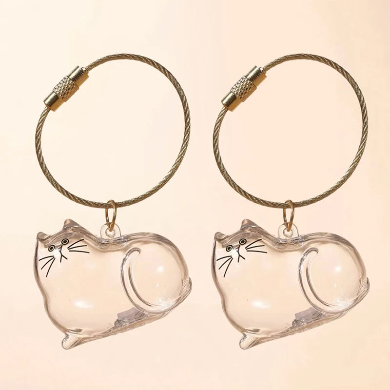 2Pcs Transparent Cat Fur Storage Box Pendant Cat Hair Capsule Commemorative Collection Bag Pendant Keychain Cat Accessories