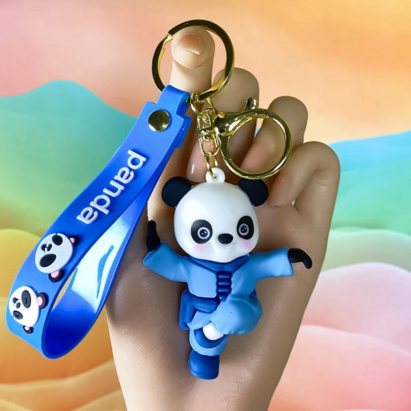 3D Rubber PVC Cartoon Panada Keyring Backpack Accessories Pendant Keychain Factory Customized Cartoon Soft Rubber Keychain