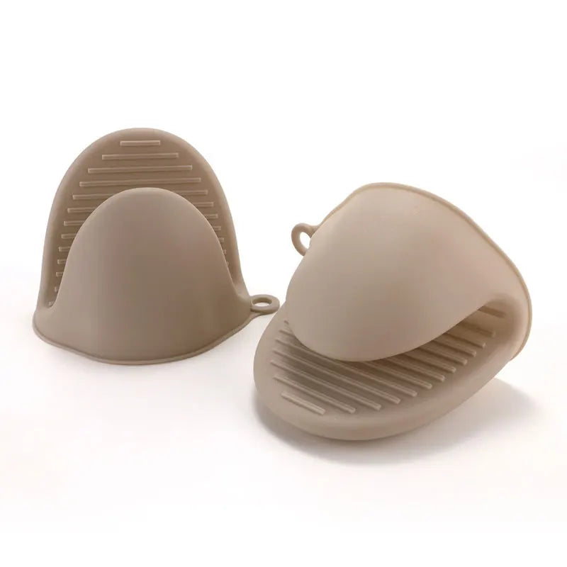 2pcs Mini Oven Gloves Silicone Heat Resistant Cooking Gloves Insulated Non-slip Gloves Clip Pot Rack Cooking Oven Gloves