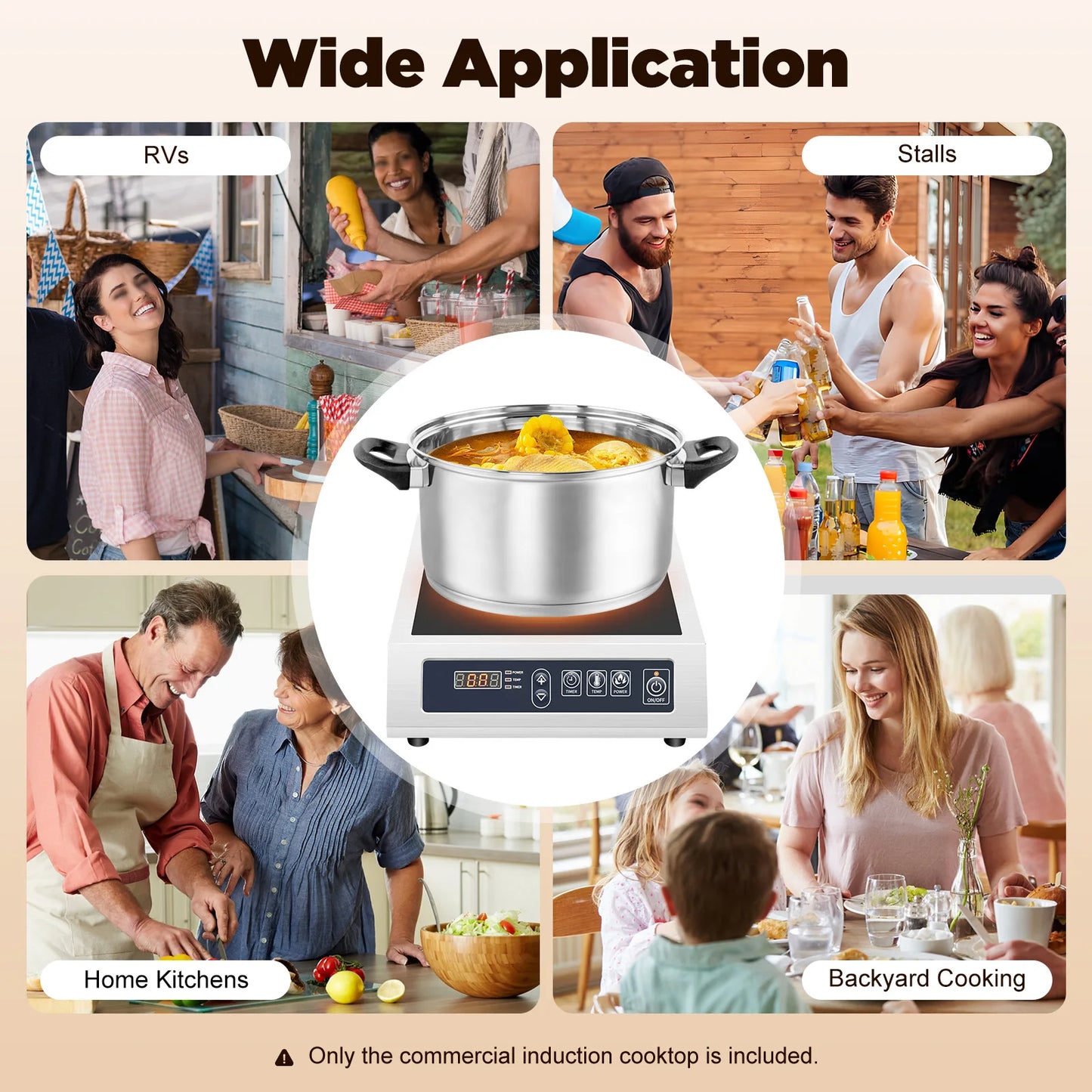3500W Induction Cooker Digital Tube Display Induction Heat Cooktop for Flat Iron-bottomed Pans of 4.72-11.81 Inches