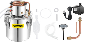 SuceBuy 50L Moonshine Still Alcohol Distiller w/ Water Pump Stainless Copper DIY Brew Ethanol Wine Essential Oil Brewing Kit