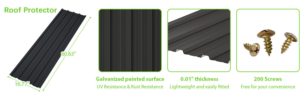 Galvanized Steel Roof Panels, L60.63"×W16.77" Heavy Duty Roofing Panel, Roof Protector for Garages, Sheds, (25PCS, 176.5 ft²)