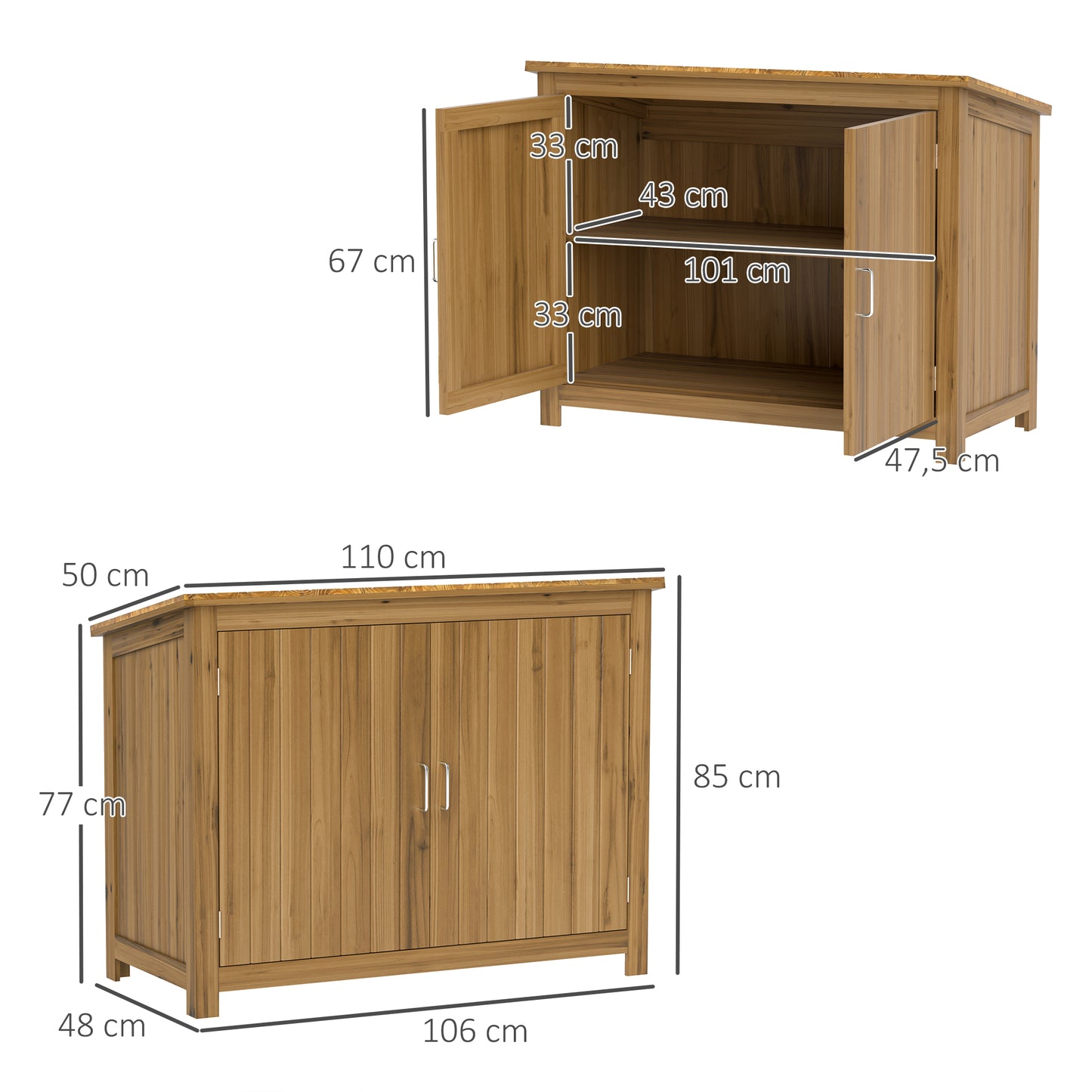 Outsunny garden cabinet wood, tool shed weatherproof 110x50x85cm, tool shed