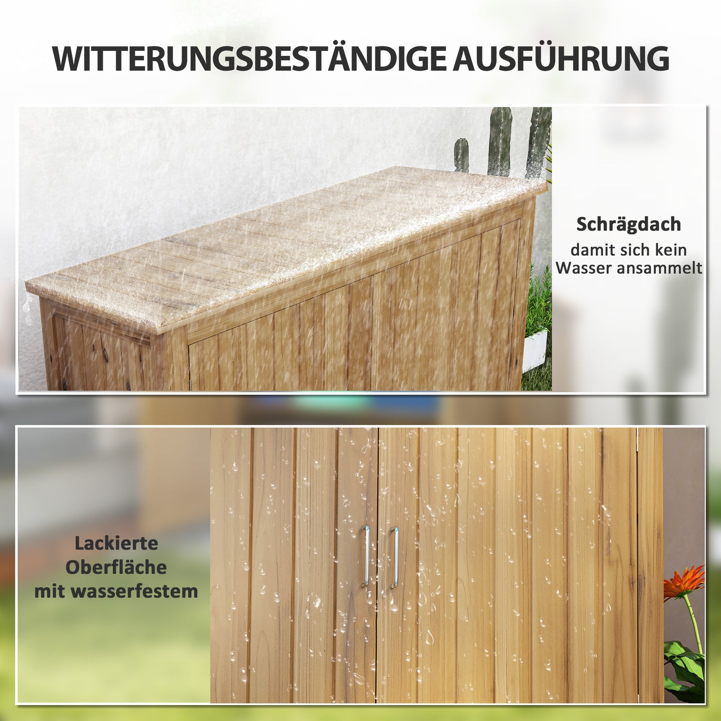 Outsunny garden cabinet wood, tool shed weatherproof 110x50x85cm, tool shed