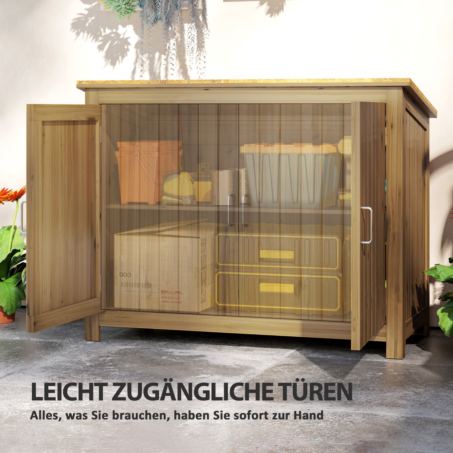 Outsunny garden cabinet wood, tool shed weatherproof 110x50x85cm, tool shed