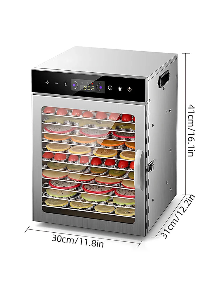 8/12 Layers Fruit Dryer With 24H Timer 800W 30-90 ℃ Temperature Adjustable Dehydrators For Food And Jerky 220V