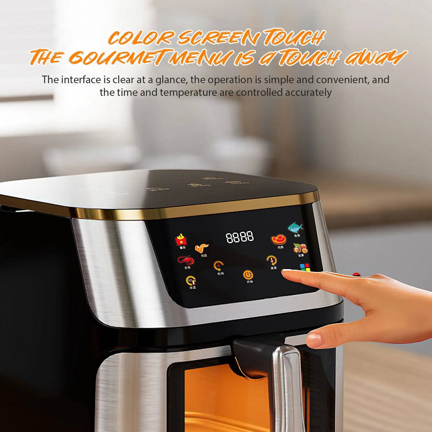 2800W 12L Air Fryer Electric Hot fryer Oven Oilless Cooker with Touch Control & Nonstick Basket & Visible Window Family Size