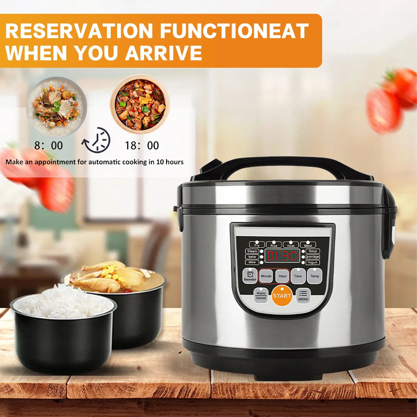 12V 24V 220V 2L 200Wcar Home Rice Cooker Van Car Rice Cooker For Car and Truck Carry Electric Rice Cookers for 1-3 People