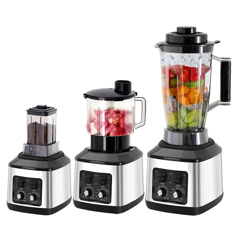3 in 1 Electric Blender 9500W Powerful Multifunctional Mixer Juicer Smoothie Maker 3L+1.5L+0.5L Container Food Processor Mixer