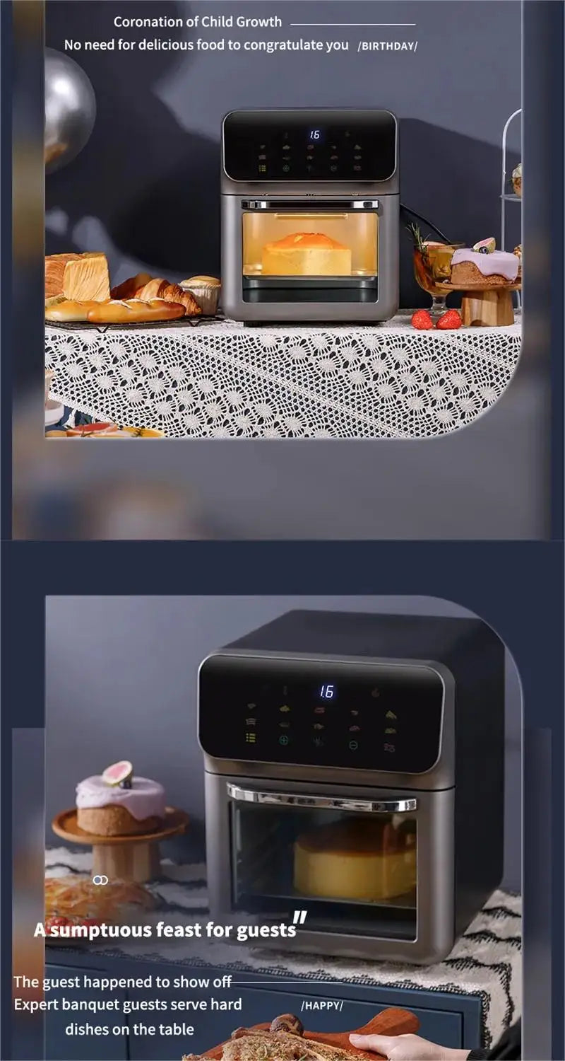 10L Air Fryer – 1350W Oil-Free Oven
Features touch control, visible window, and non-basket design. Large family size, perfect for healthier cooking.