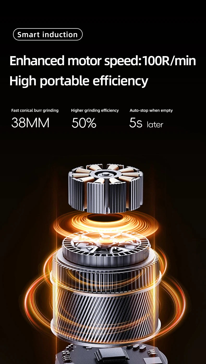 STARSEEKER EDGE Mini Portable Electric Coffee Grinder 38mm Cone Burr Stepless Adjustable Type-C Home Outdoor Travel Suit