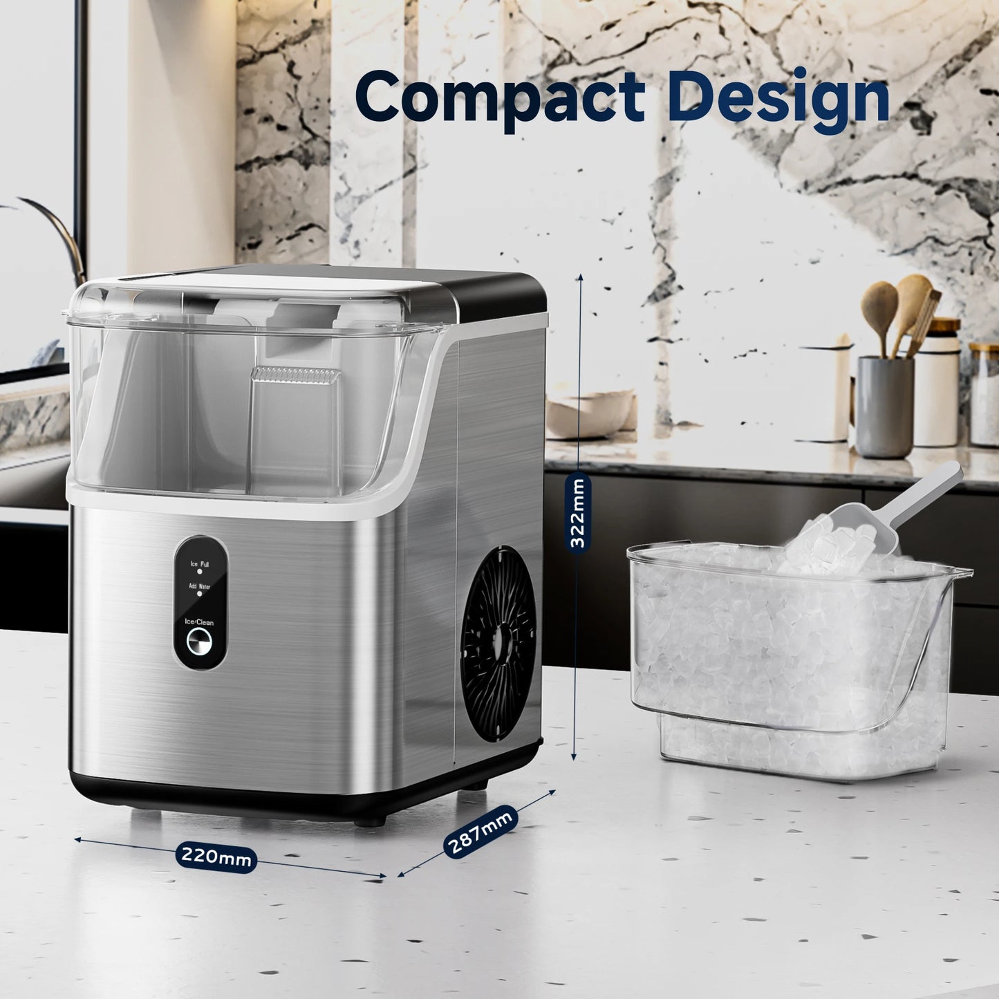 SIMZLIFE Pebble Ice Maker Machine with 35lbs/24H Soft Ice Self Cleaning Sonic Ice Maker Pellet Ice Maker for Home Kitchen Office
