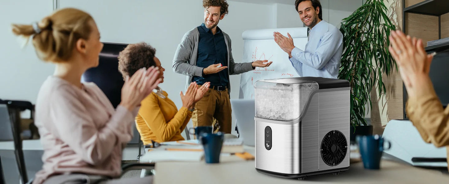 SIMZLIFE Pebble Ice Maker Machine with 35lbs/24H Soft Ice Self Cleaning Sonic Ice Maker Pellet Ice Maker for Home Kitchen Office