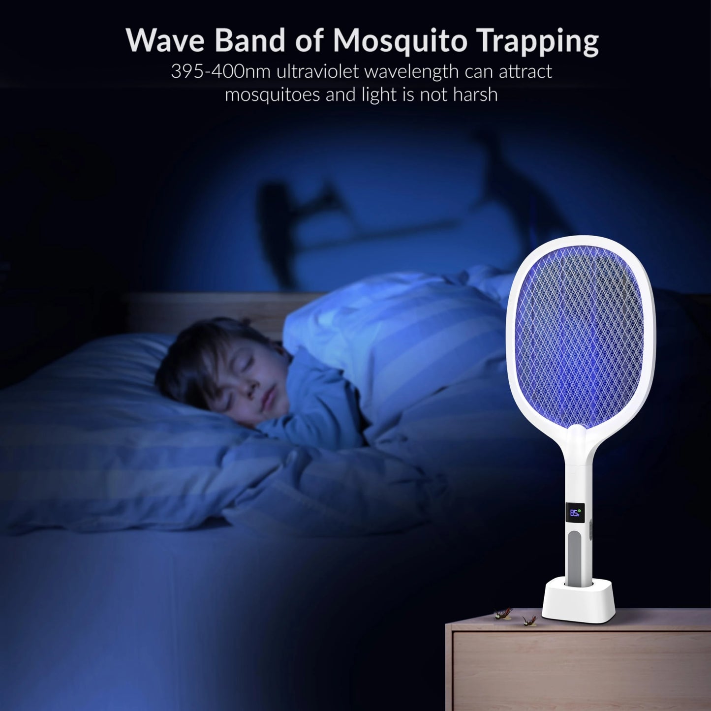 2-in-1 Electric Mosquito Swatter Mosquito Killer USB Rechargeable Angle Adjustable Electric Bug Zapper Fly Bat Insect Swatter