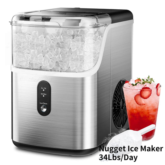 SIMZLIFE Pebble Ice Maker Machine with 35lbs/24H Soft Ice Self Cleaning Sonic Ice Maker Pellet Ice Maker for Home Kitchen Office
