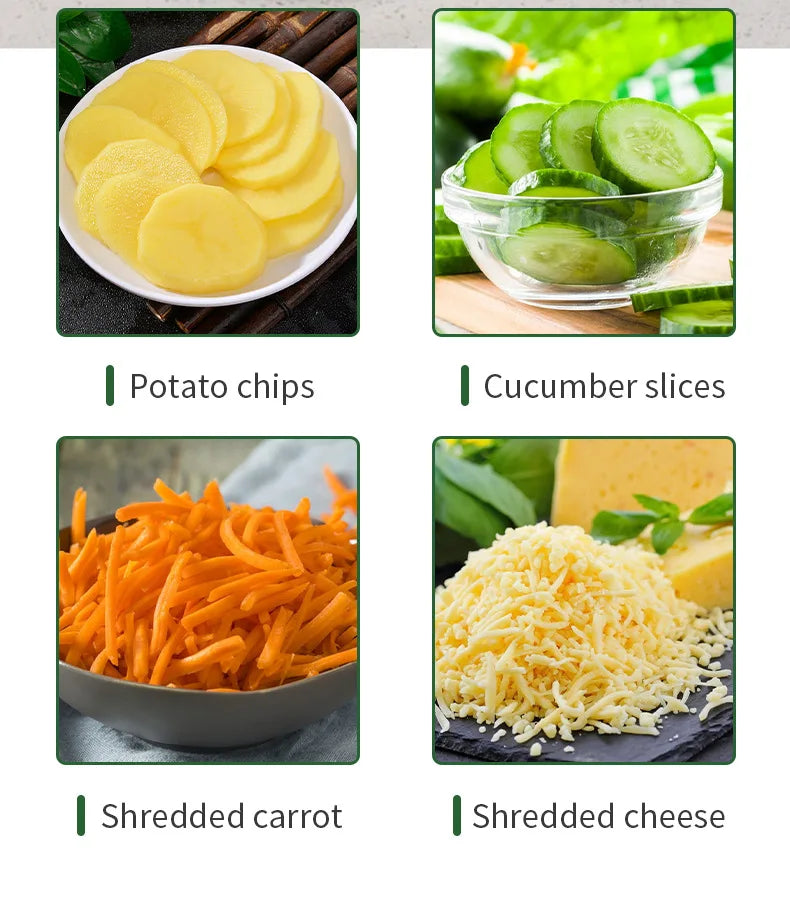 5-In-1 Electric Vegetable Cutter With 5 Blades Cheese Grater Slicer Shredder Kitchen Tool Carrot Fruits Simple Control Best Gift