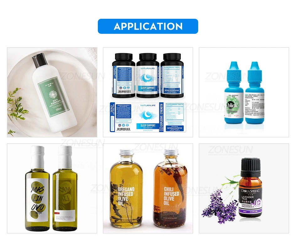 ZONESUN Round Bottle Labeling Machine With Smart Electric Pedal Glass Plastic Bottle Jar Vial Sticker Packaging Labeler ZS-TB16P